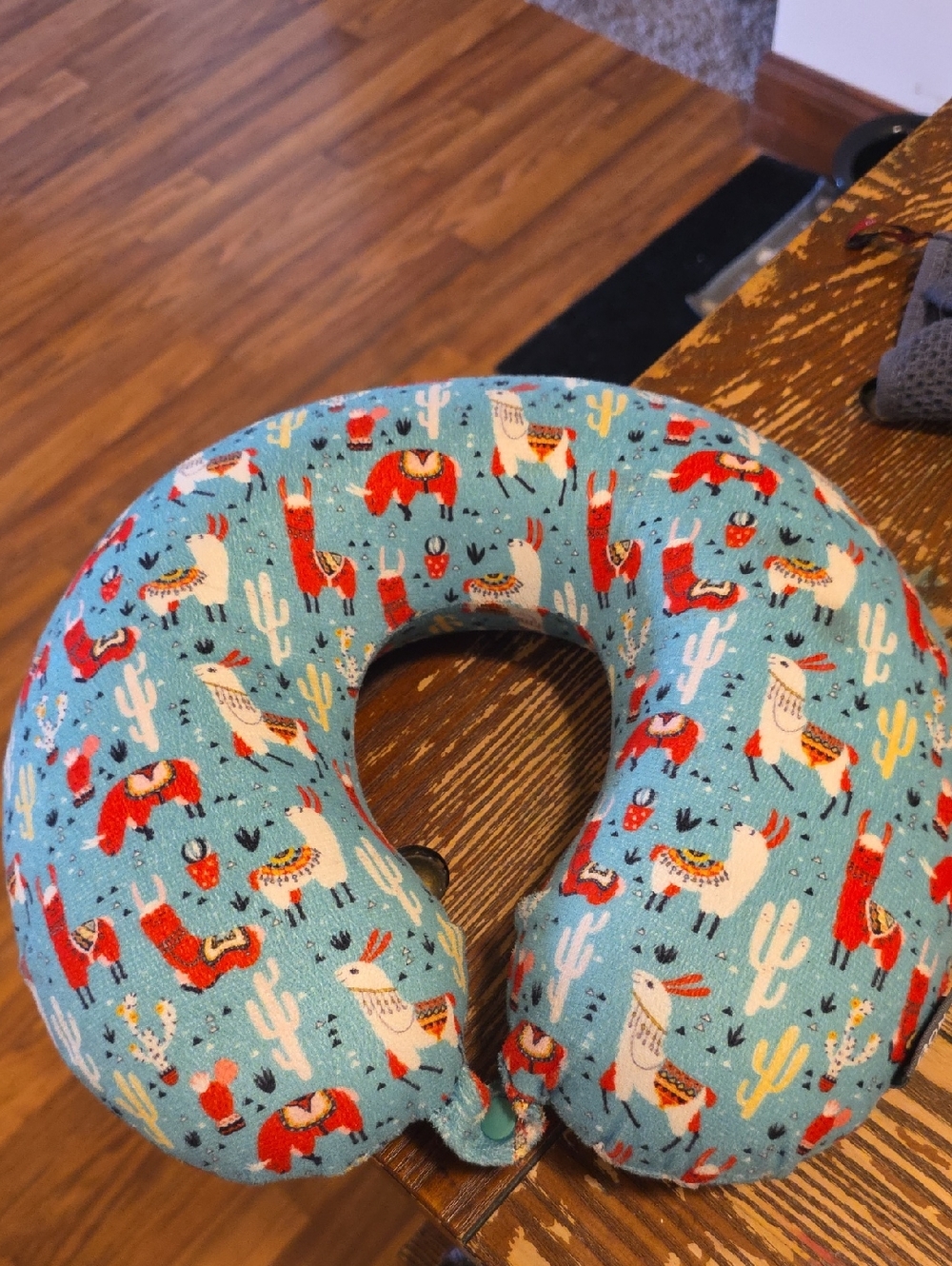 Blue Llama Print Travel Neck Pillow